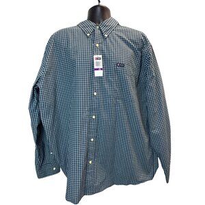 Chaps Mens Navy & White Plaid Button-Down Shirt XXL - New